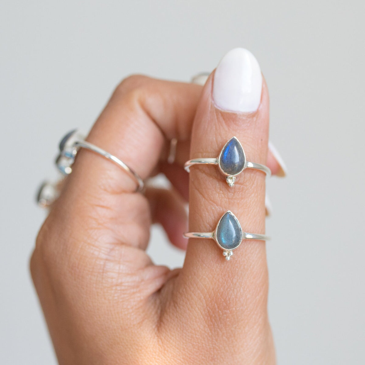 Pear Labradorite Ring, Minimalist 925 Ring