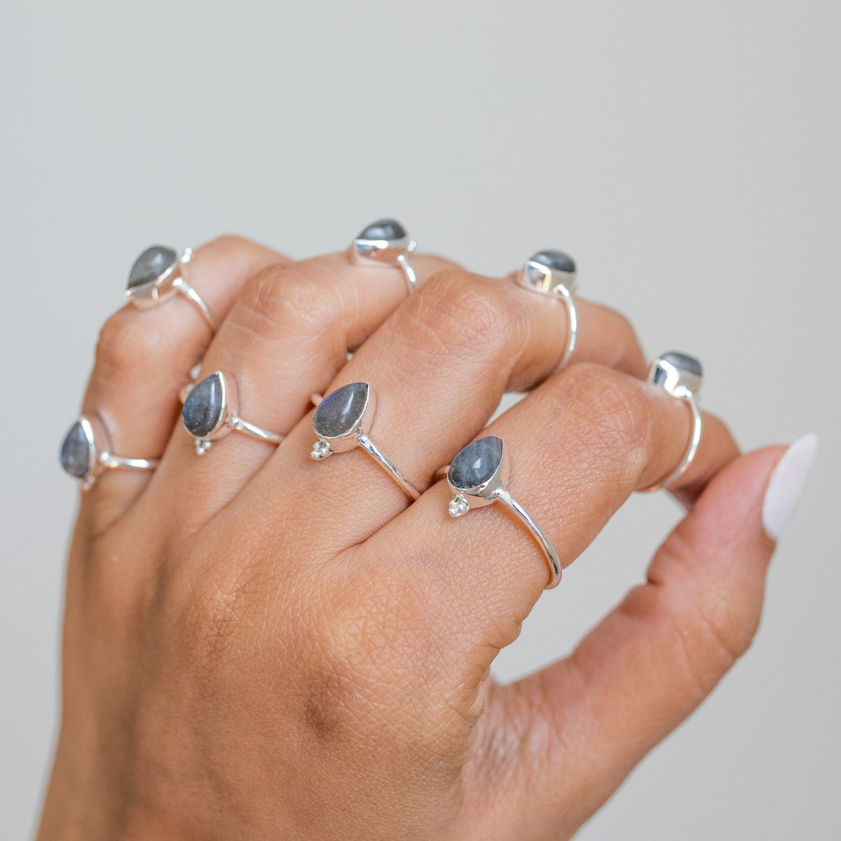 Pear Labradorite Ring, Minimalist 925 Ring