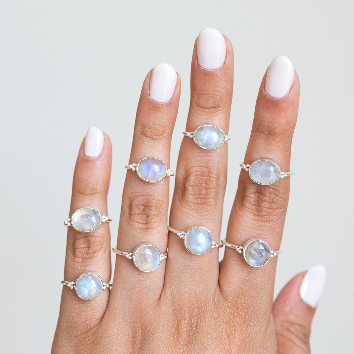 Round Moonstone Ring, Delicate Silver Ring