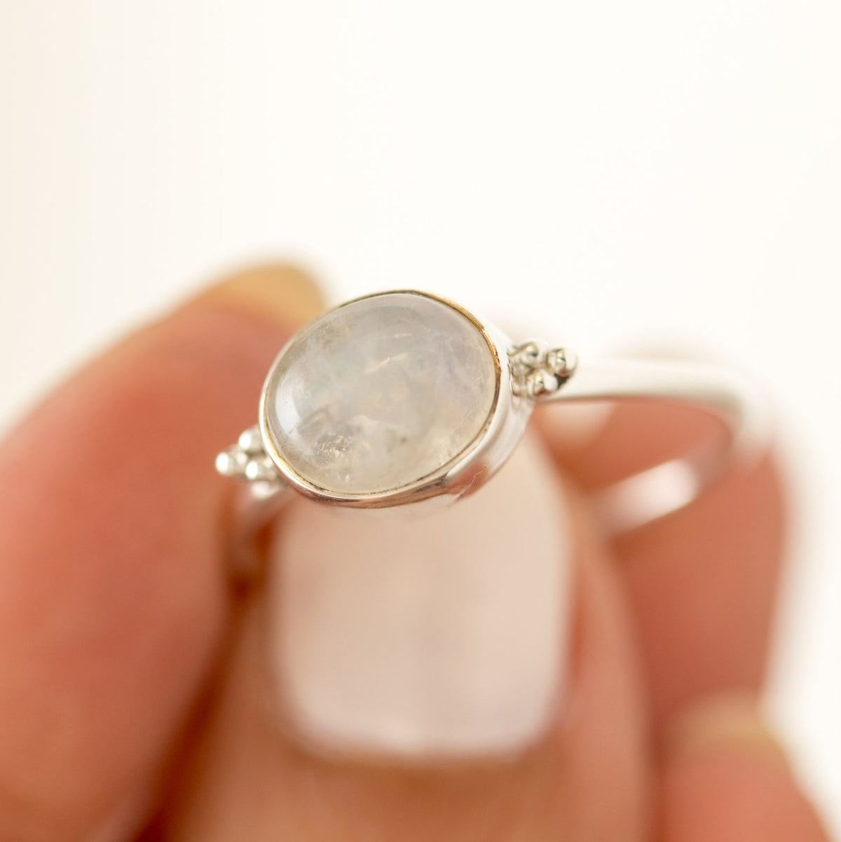 Oval Moonstone Ring, Sterling Silver Ring