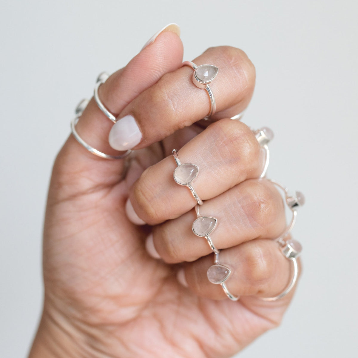 Rose Quartz Ring, Dainty Crystal Ring