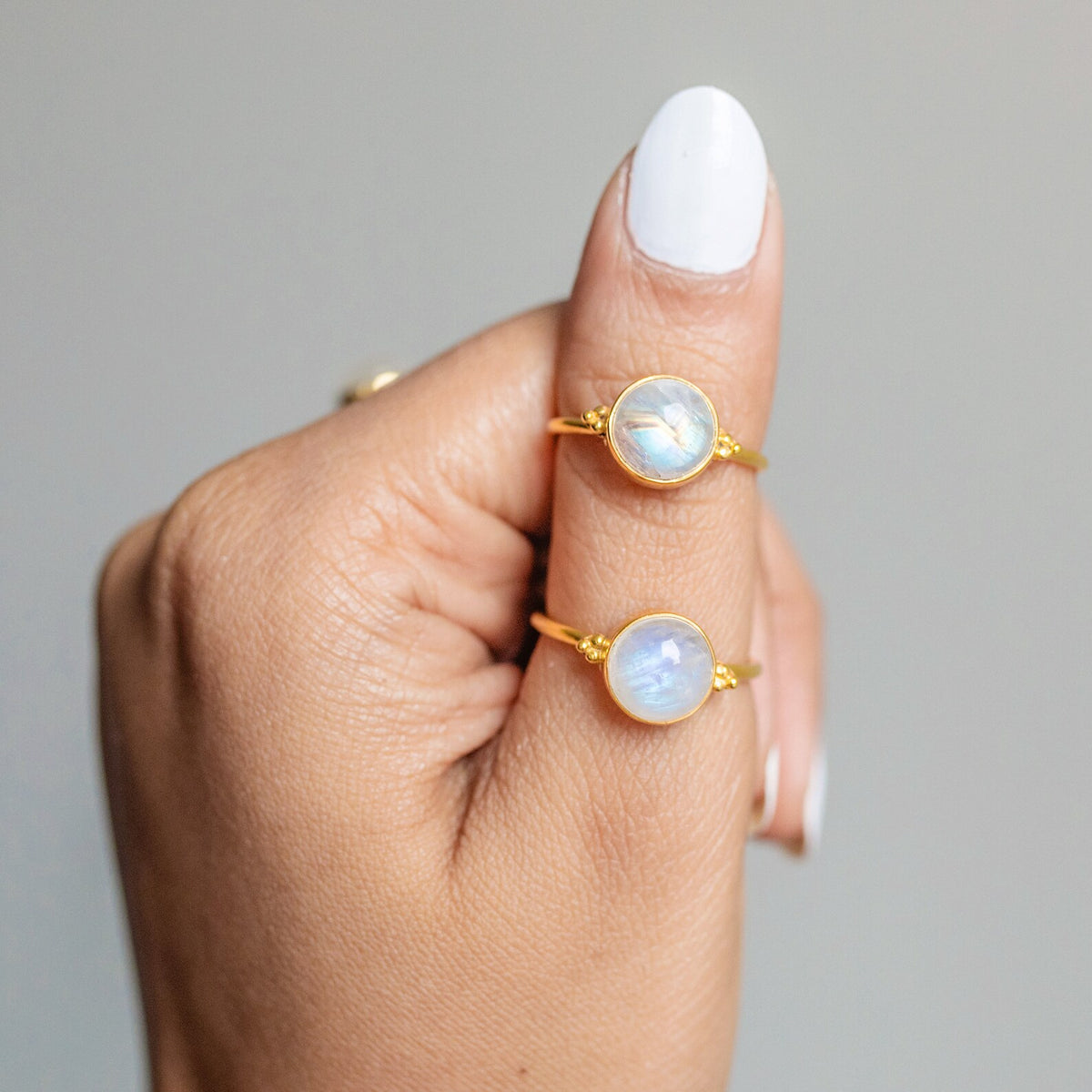 Round Moonstone - Gold Vermeil Ring