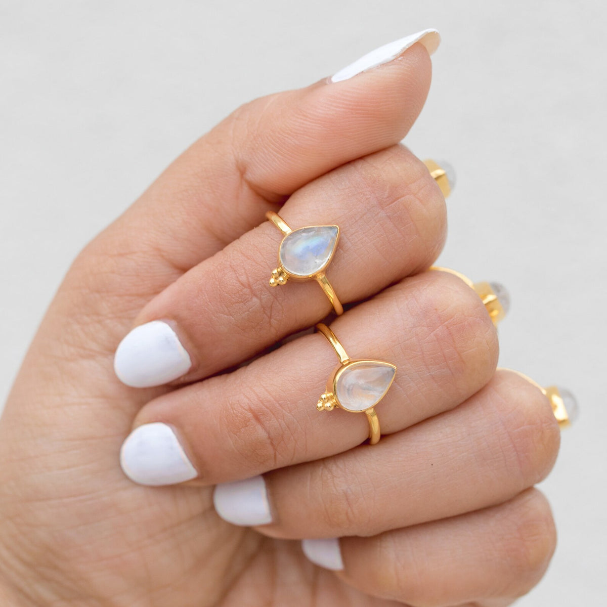 Pear Moonstone Ring, Gold Promise Ring