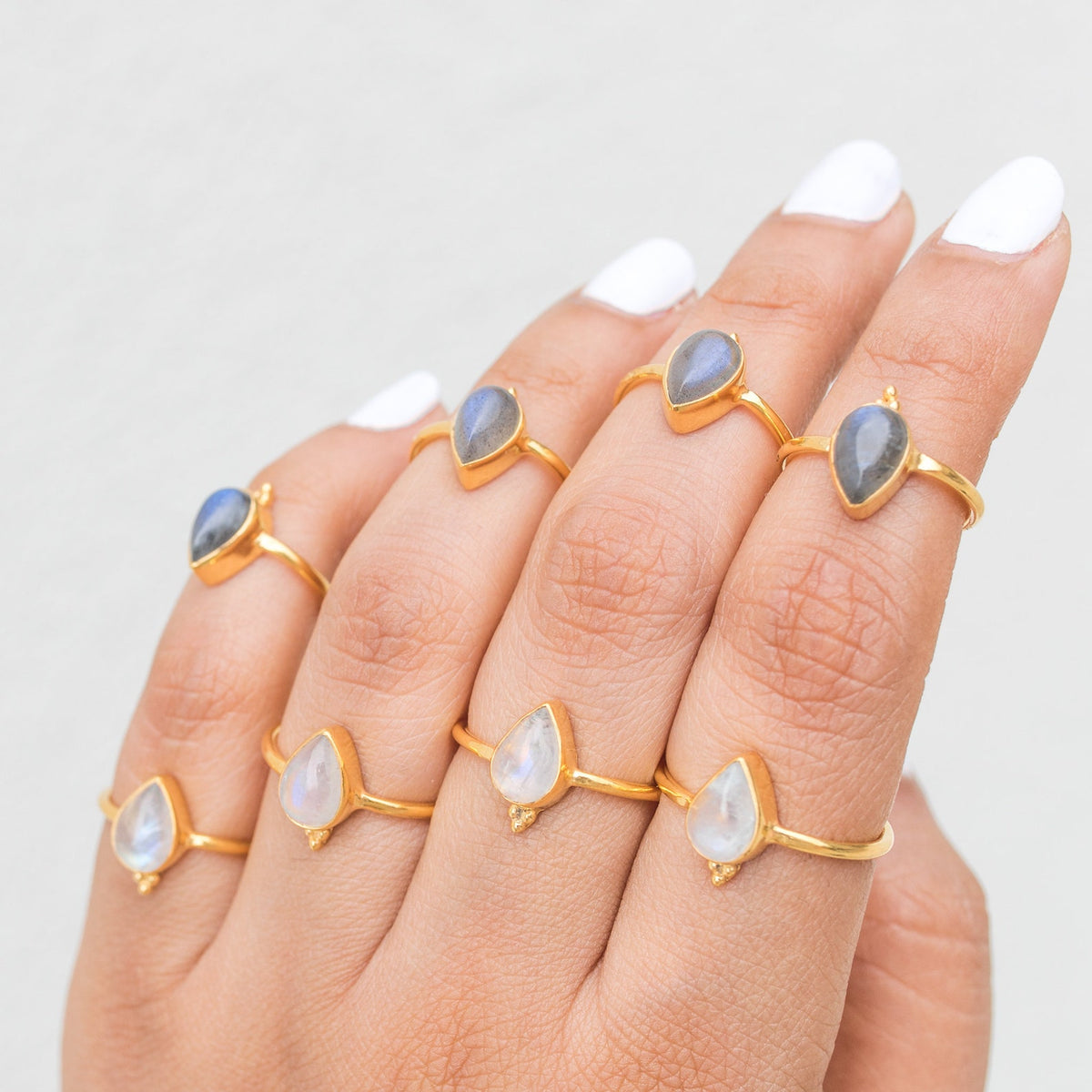 Pear Moonstone Ring, Gold Promise Ring