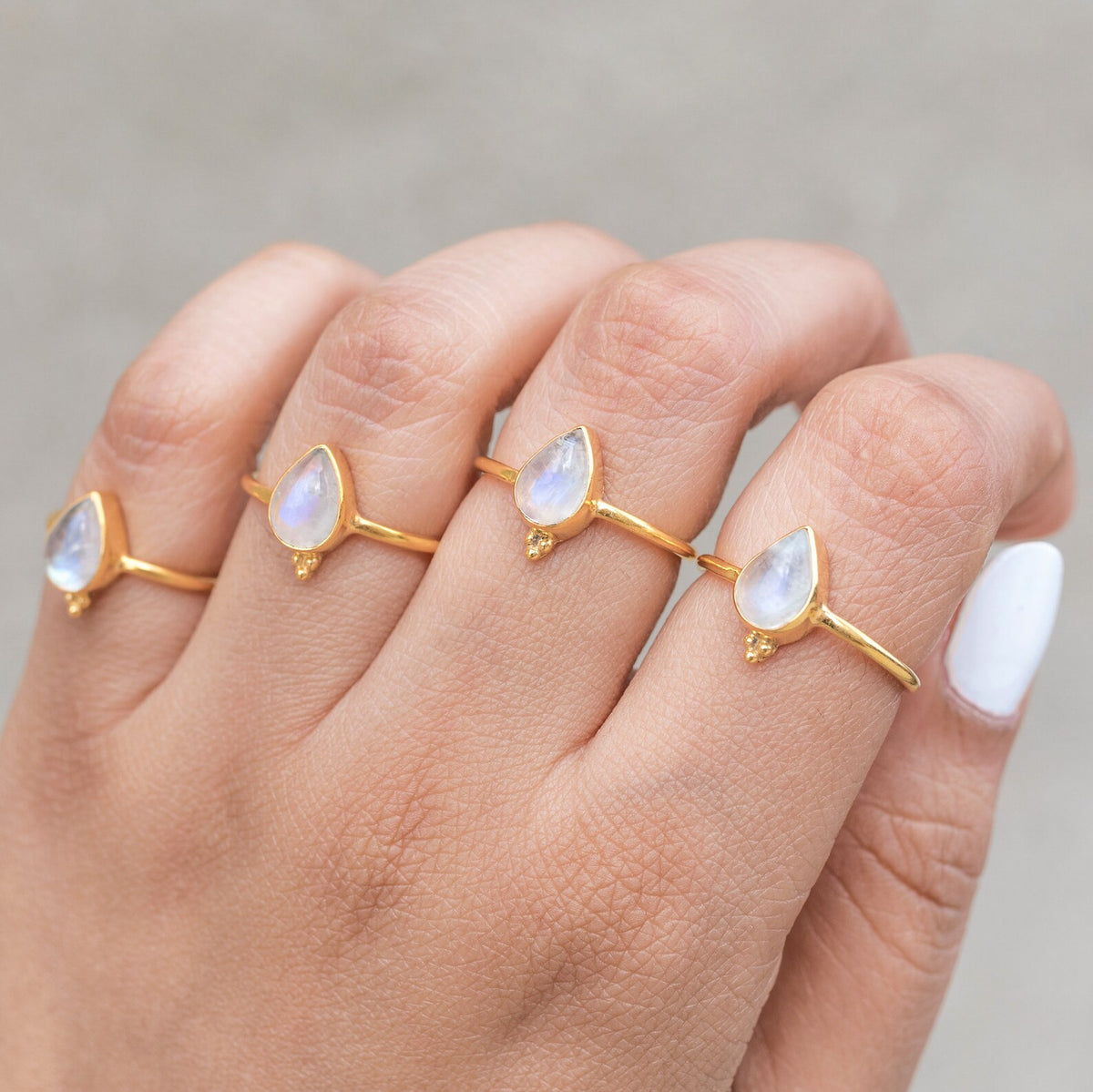 Pear Moonstone Ring, Gold Promise Ring