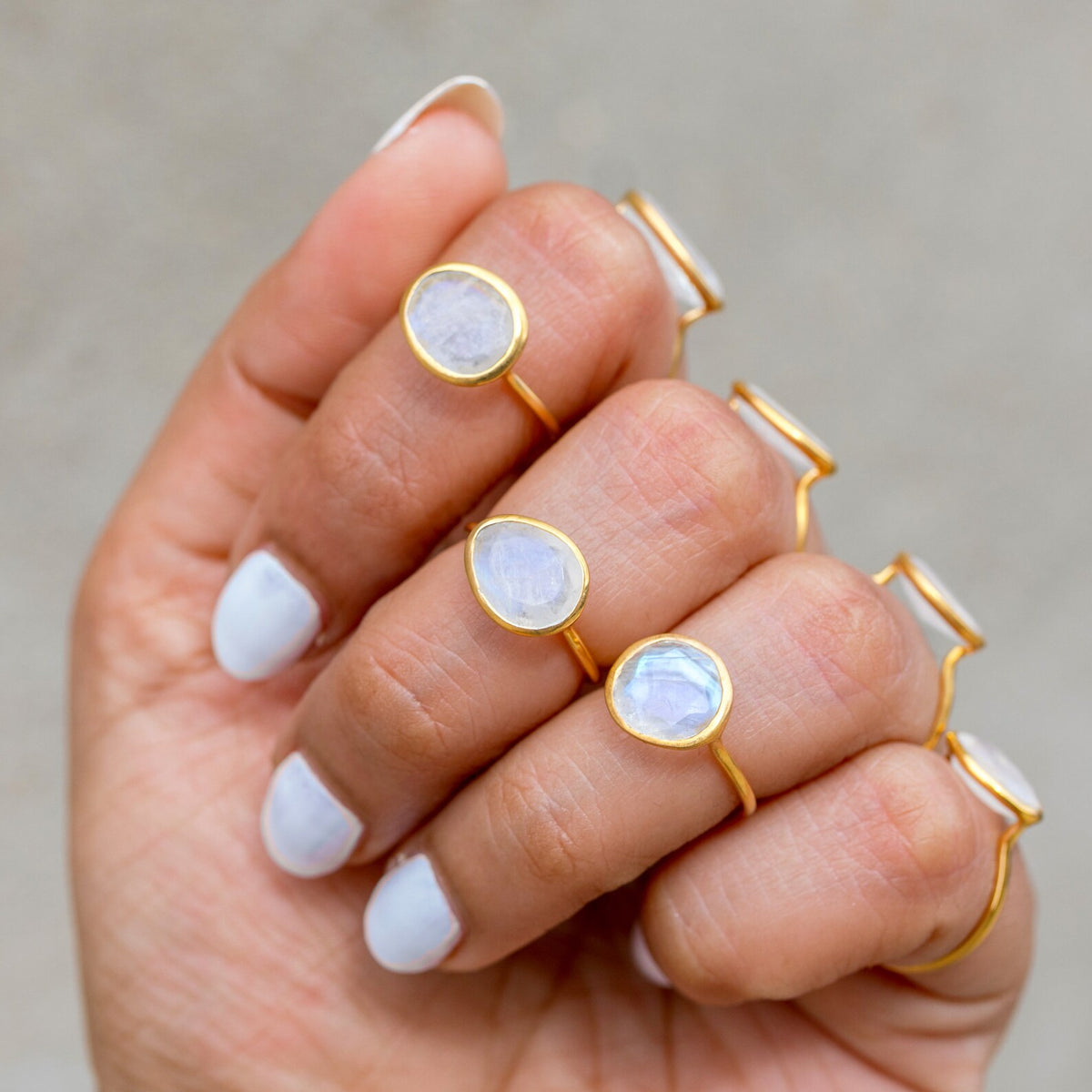 Moonstone Crystal & Gold Vermeil Ring, Delicate Rings