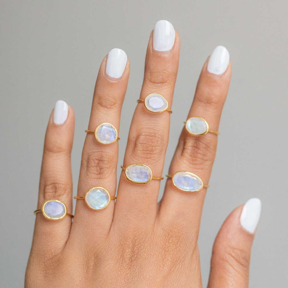 Moonstone Crystal & Gold Vermeil Ring, Delicate Rings