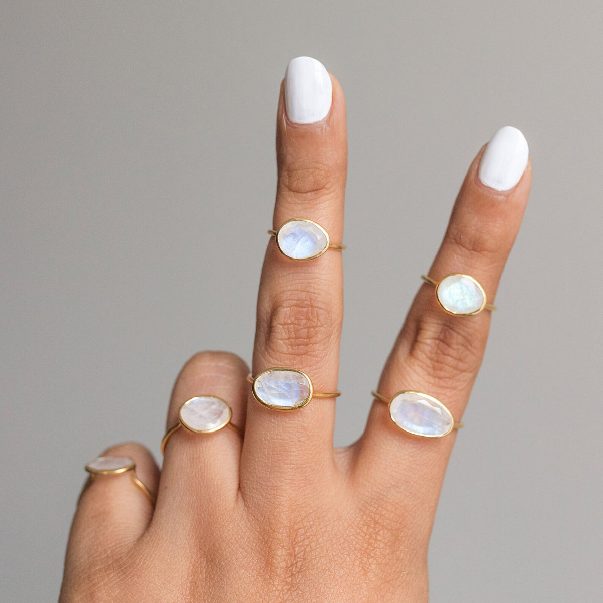 Moonstone Crystal & Gold Vermeil Ring, Delicate Rings