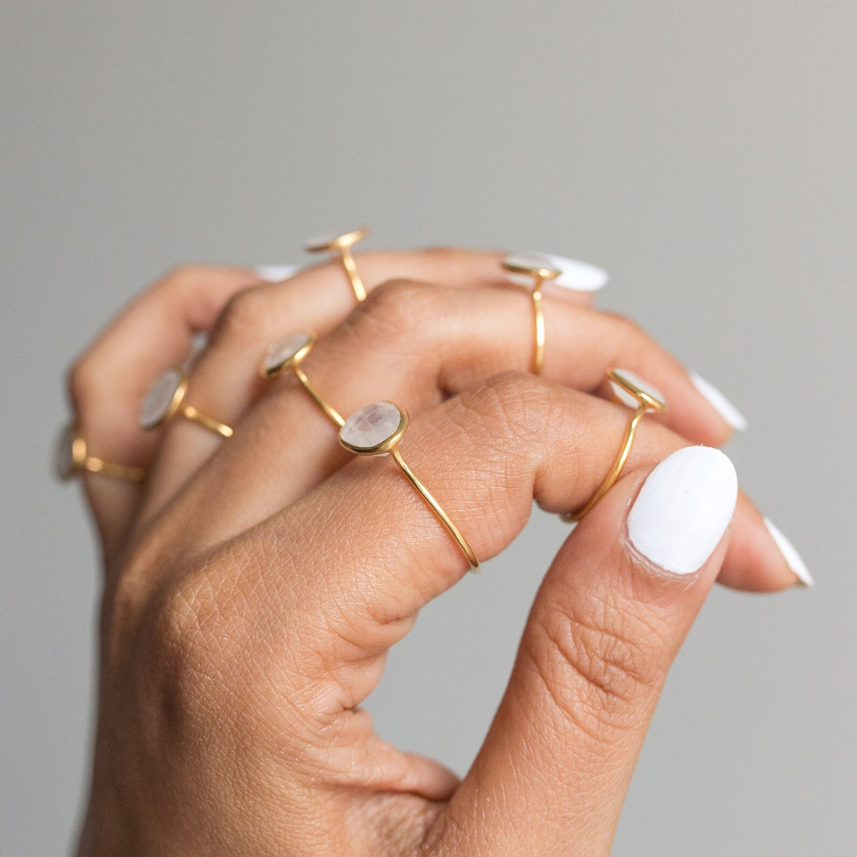 Moonstone Crystal & Gold Vermeil Ring, Delicate Rings