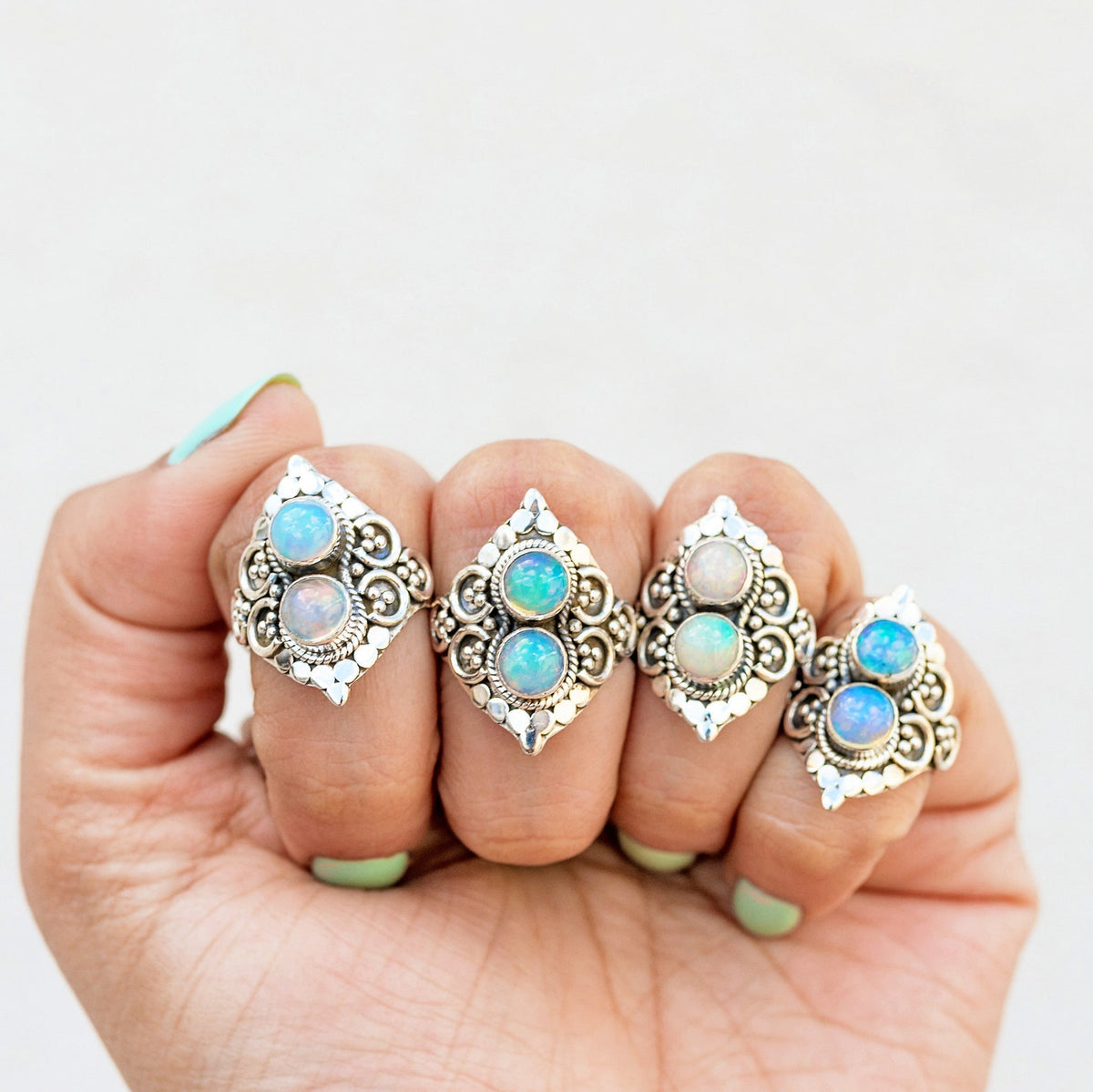 Opal Cocktail Ring, Natural Opal Ring, Opal Statement Ring