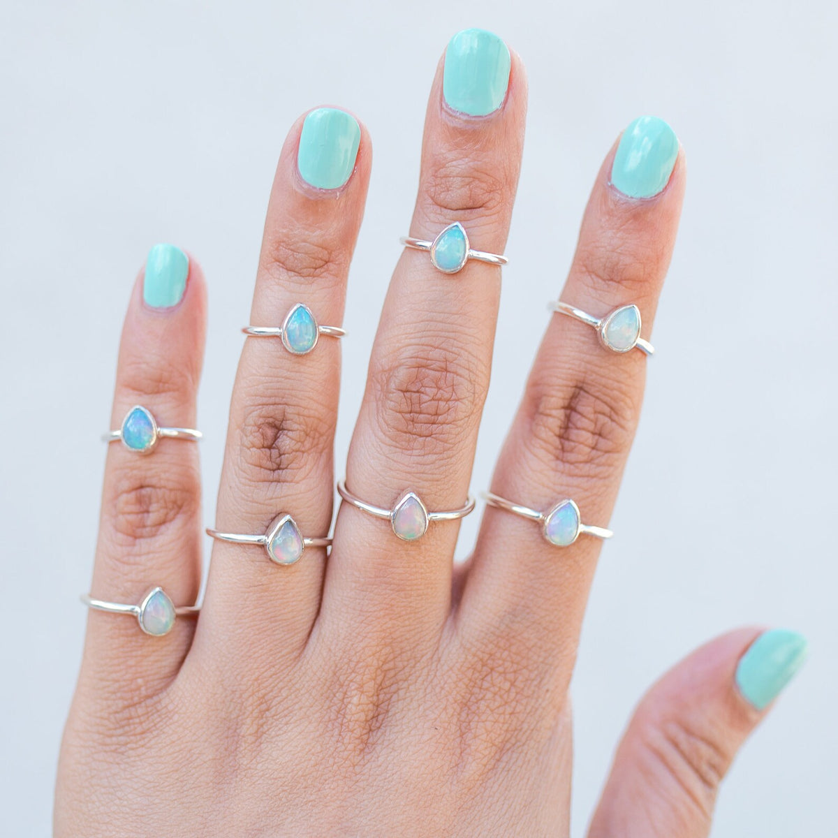 Opal Minimalist Ring, Dainty Opal Ring, Delicate Silver Ring, October Birthstone Ring