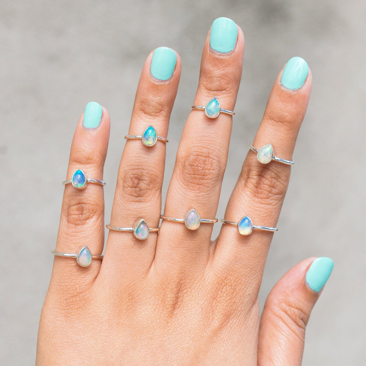 Opal Minimalist Ring, Dainty Opal Ring, Delicate Silver Ring, October Birthstone Ring