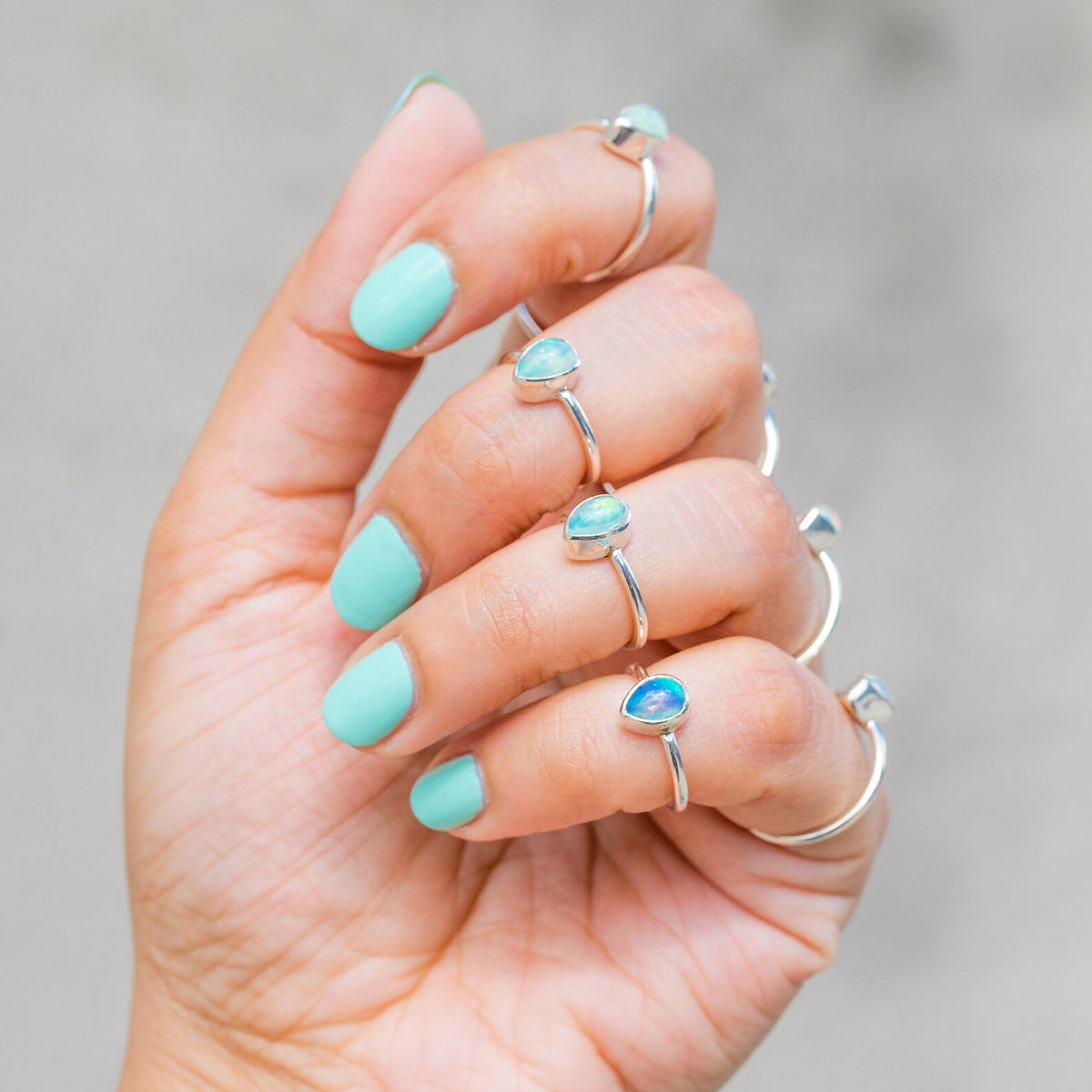 Opal Minimalist Ring, Dainty Opal Ring, Delicate Silver Ring, October Birthstone Ring