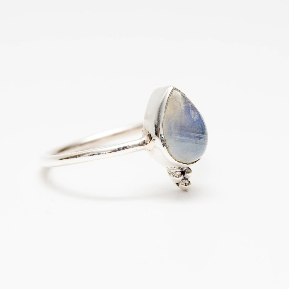 Blue Moonstone Stack Ring, Silver Promise Ring