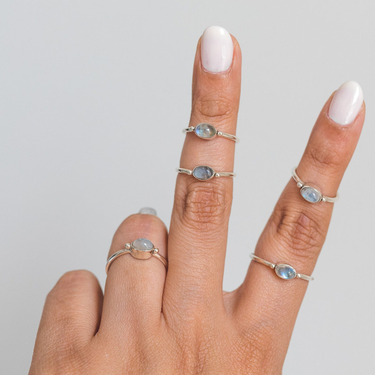 Minimalist Moonstone Ring, Dainty Bridesmaid Ring