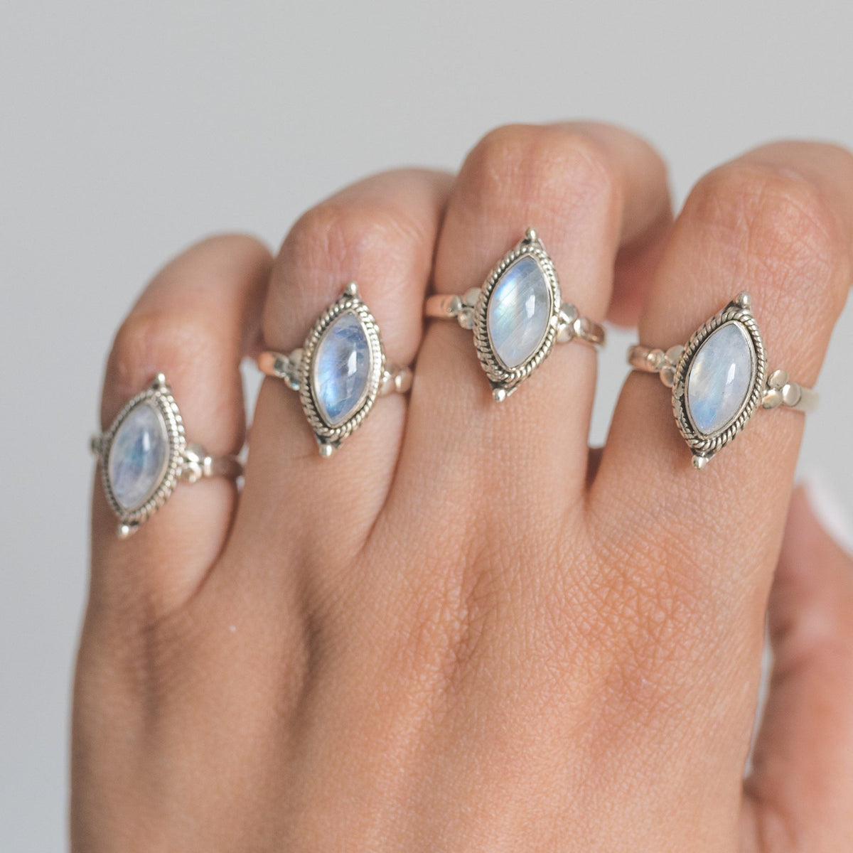 Marquise Moonstone Ring, Moonstone Crystal, Gypsy Boho Ring