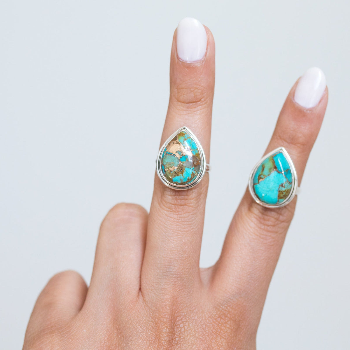 Pear Turquoise Ring, Copper Turquoise Boho Ring
