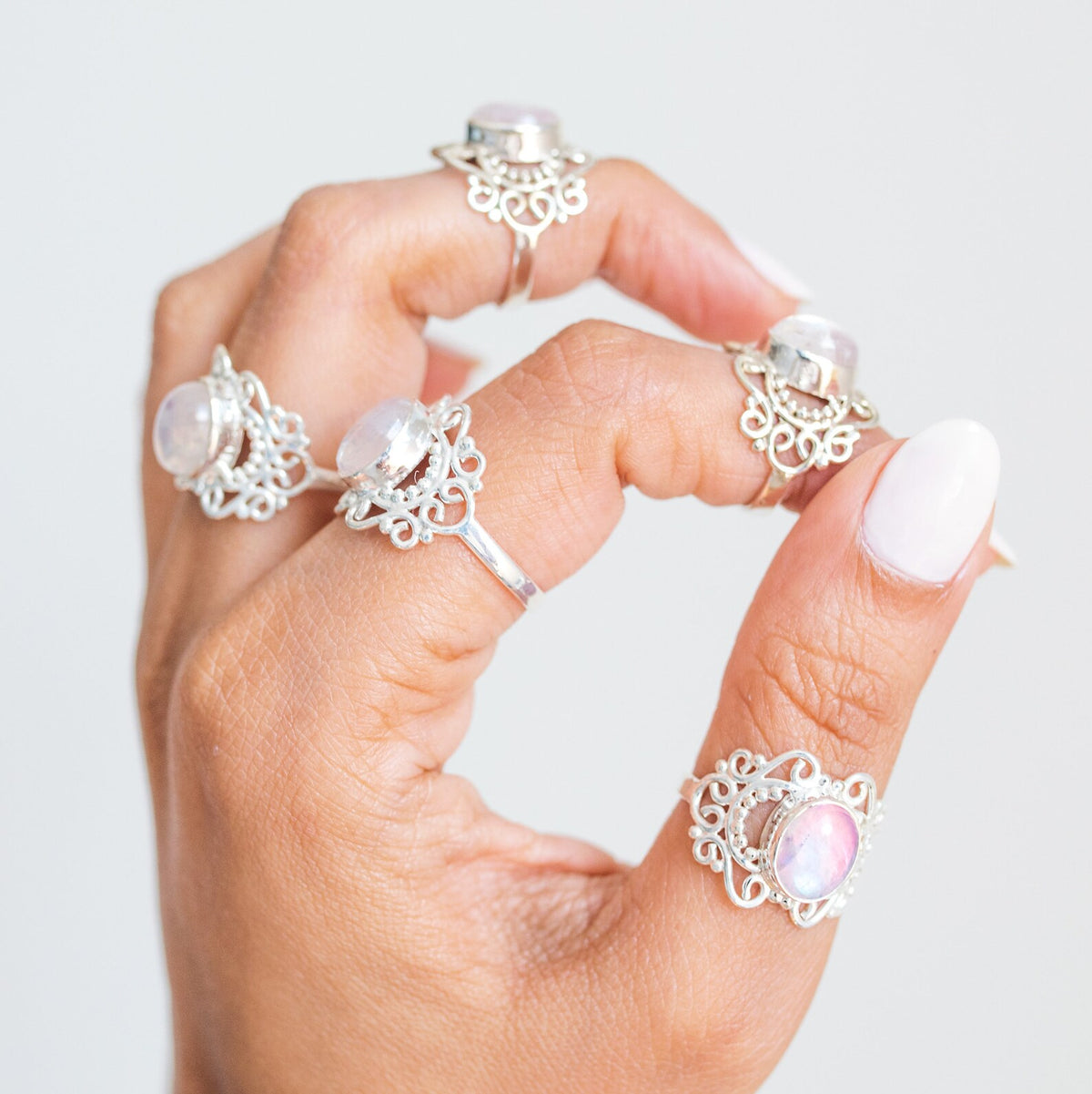 Pink Moonstone Ring, Pink Gemstone Ring