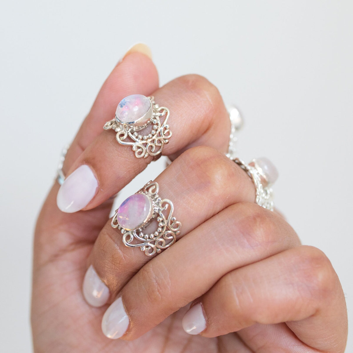 Pink Moonstone Ring, Pink Gemstone Ring