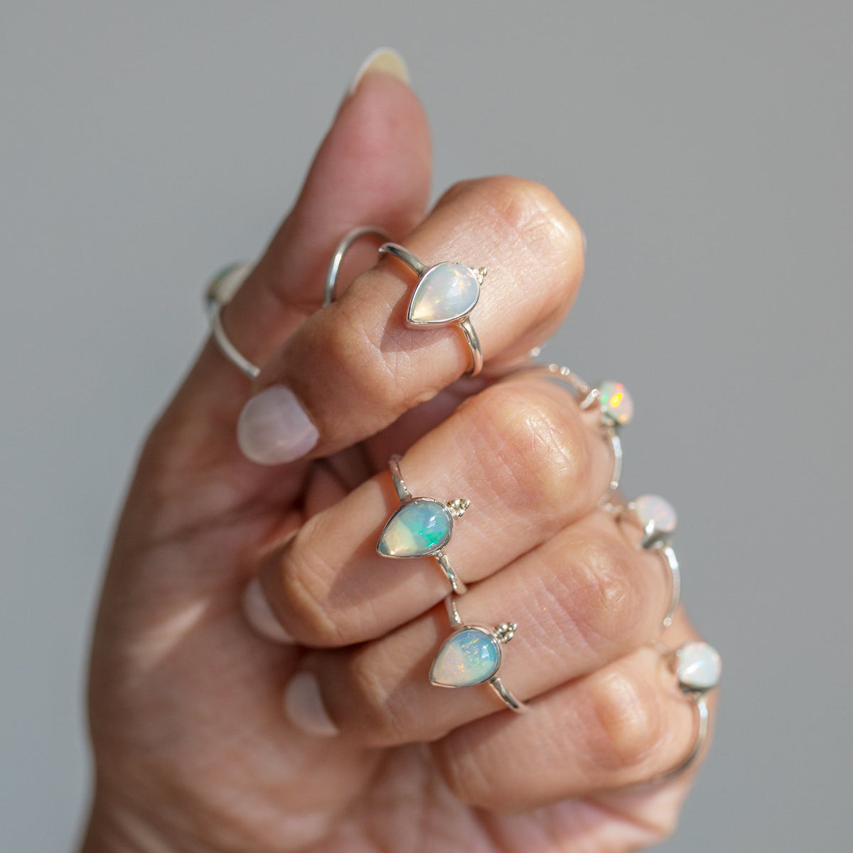 Pear Opal Ring, Opal Birthstone Ring