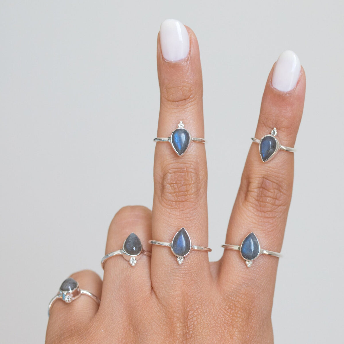 Pear Labradorite Ring, Minimalist 925 Ring