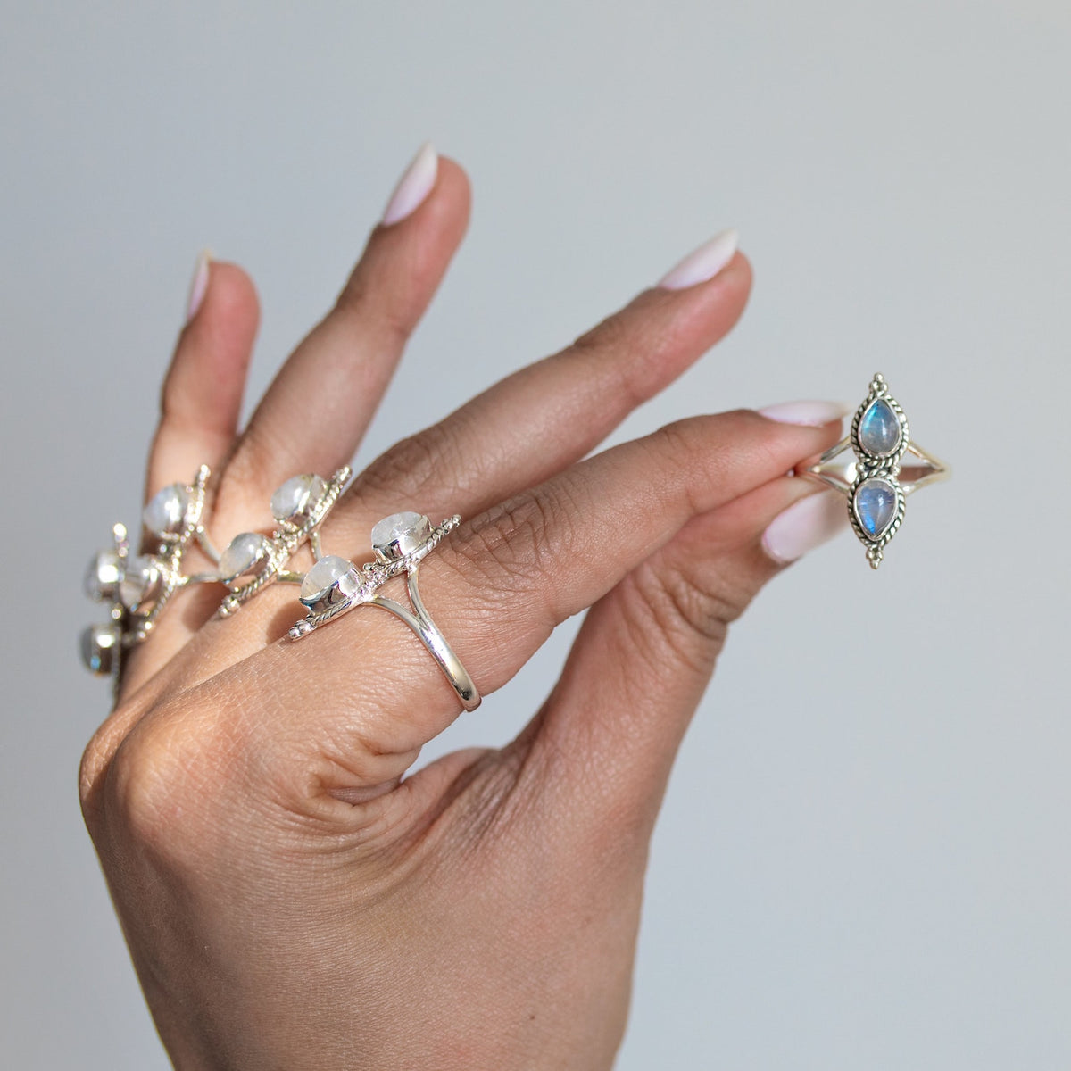 Teardrop Stone Ring, Boho Moonstone Ring