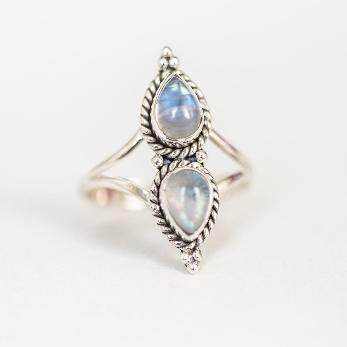 Teardrop Stone Ring, Boho Moonstone Ring