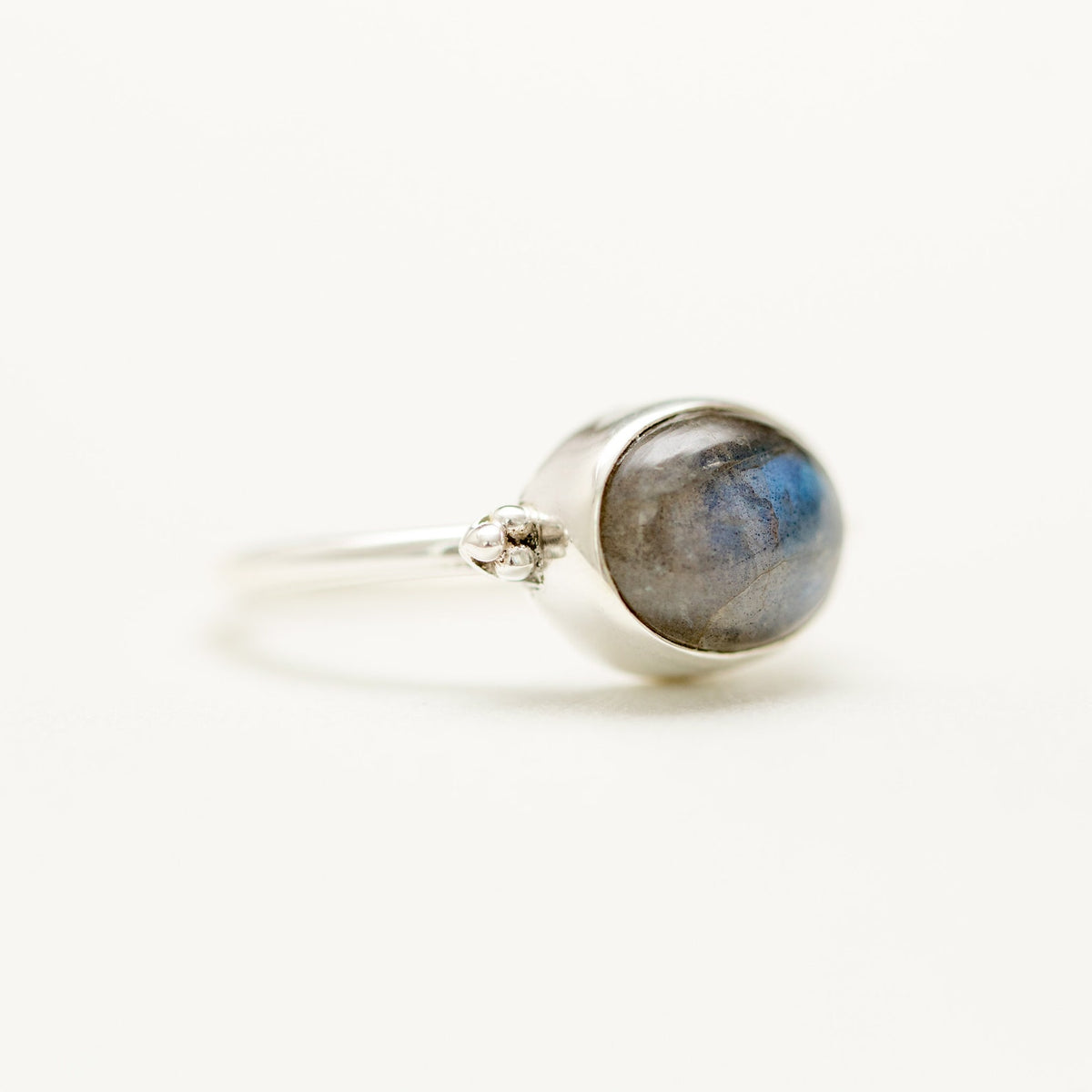 Oval Labradorite Ring, Blue Labradorite Ring