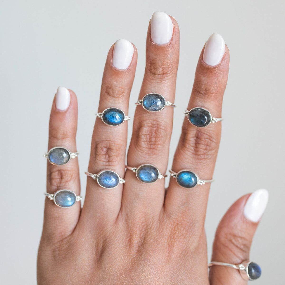 Oval Labradorite Ring, Blue Labradorite Ring