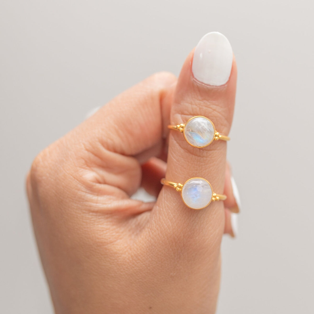 Round Moonstone - Gold Vermeil Ring