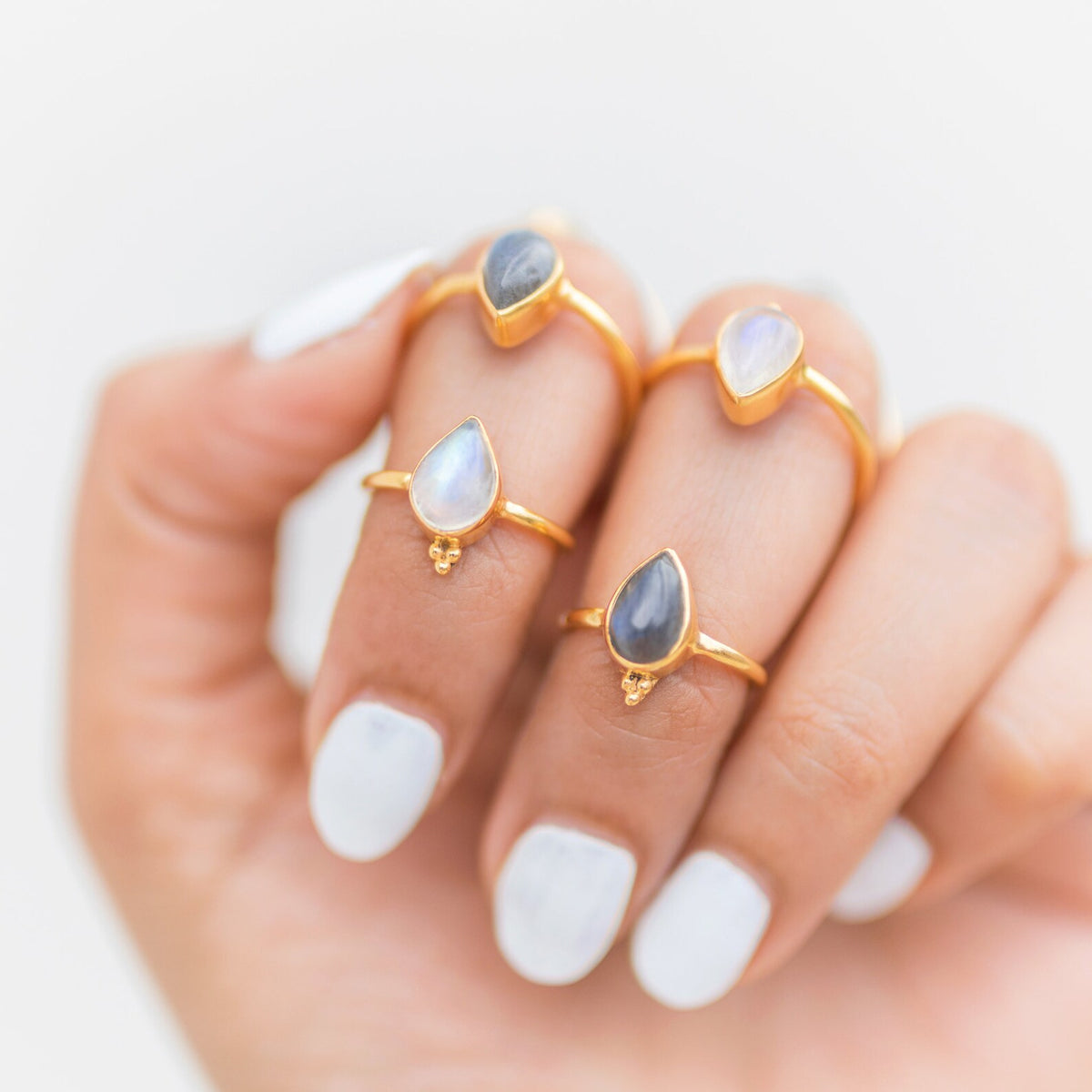 Pear Moonstone Ring, Gold Promise Ring