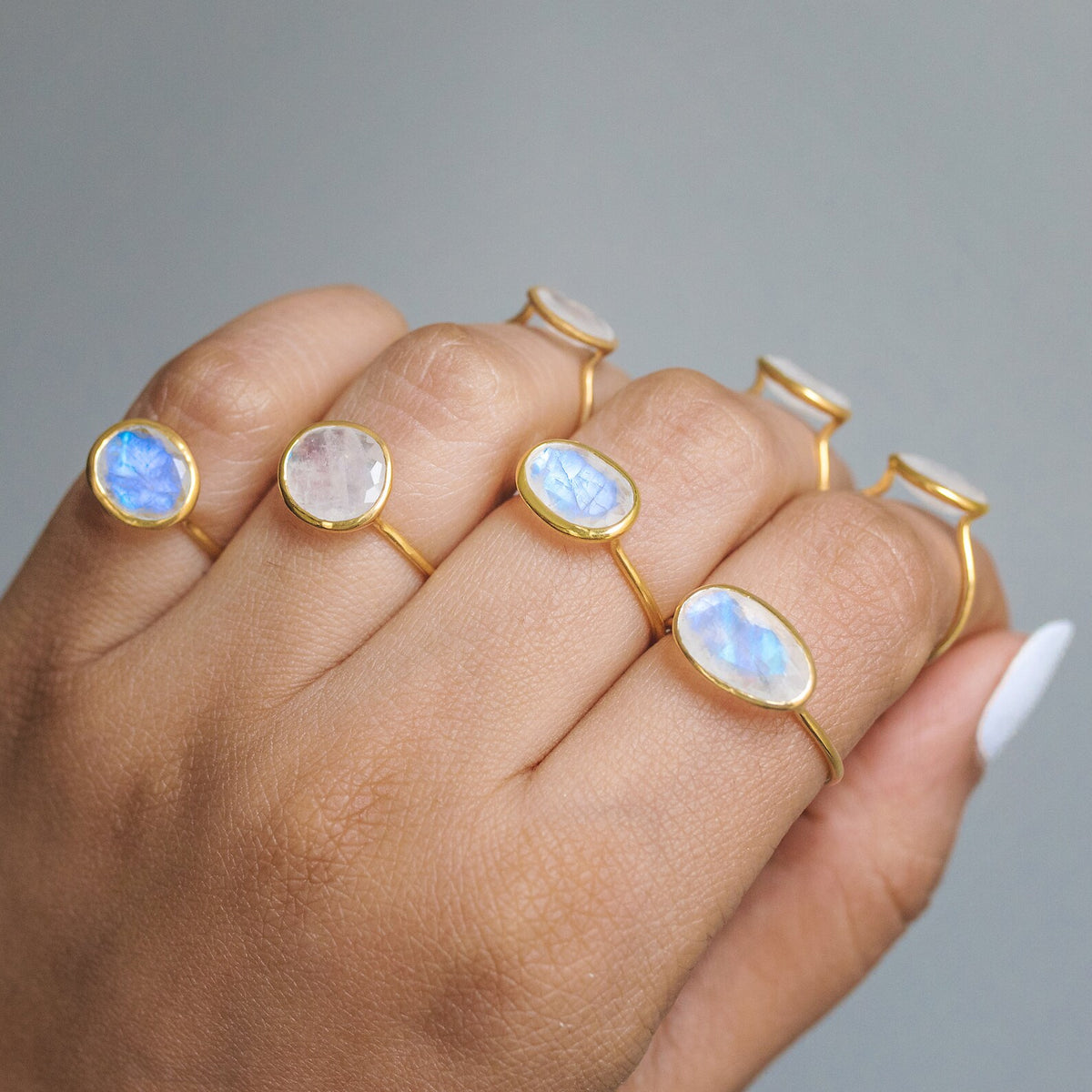Moonstone Crystal & Gold Vermeil Ring, Delicate Rings