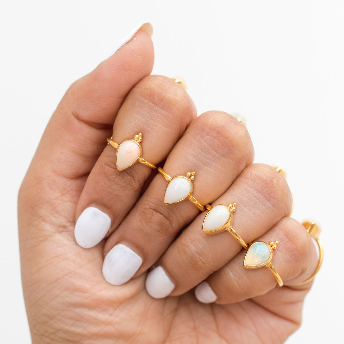 Natural Opal Ring, Pear Opal Gold Vermeil Ring