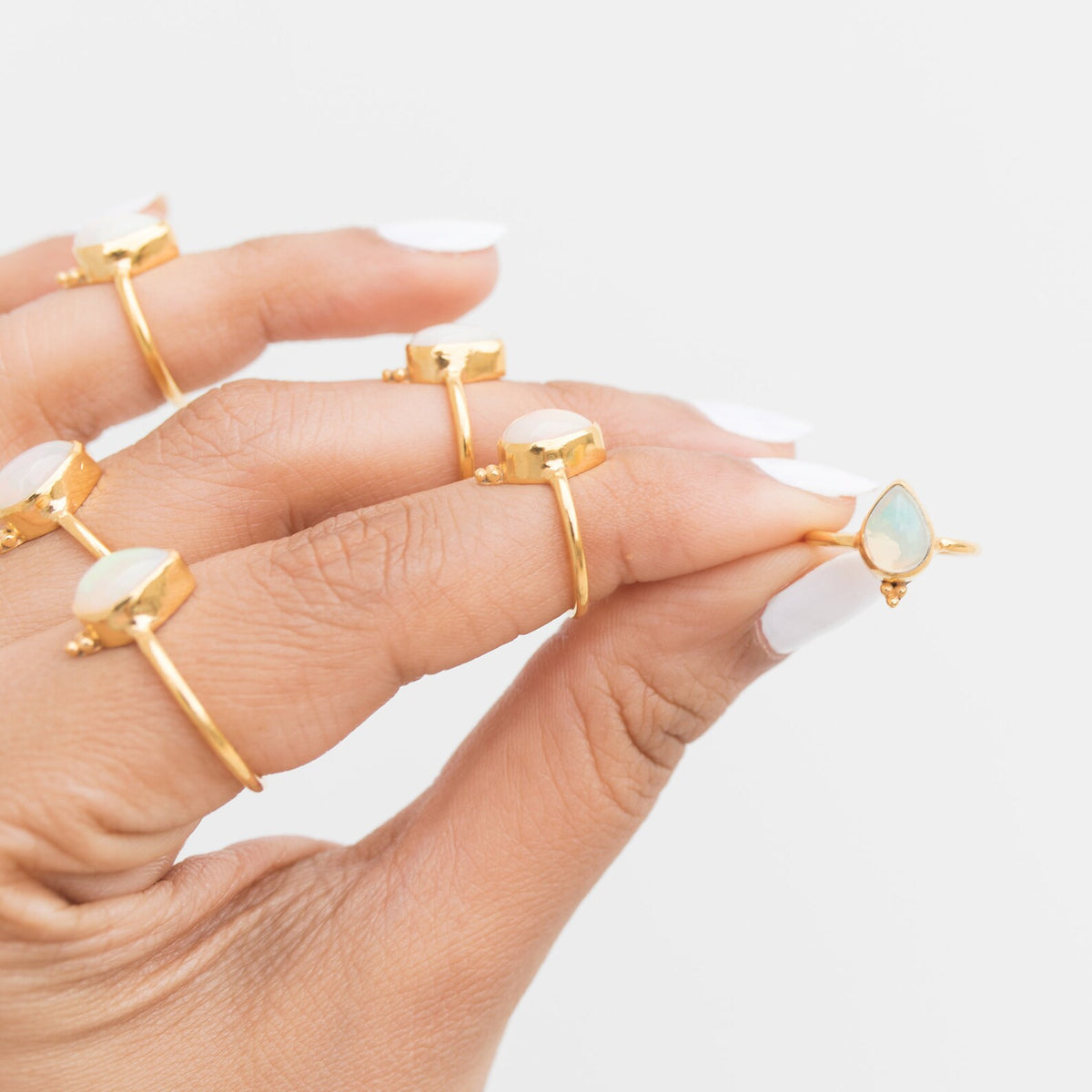 Natural Opal Ring, Pear Opal Gold Vermeil Ring