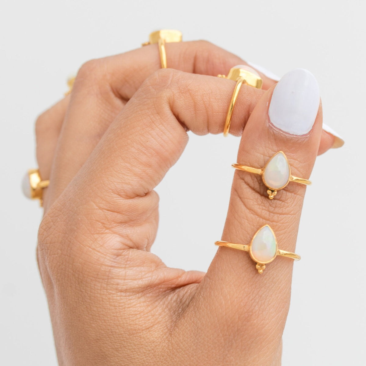 Natural Opal Ring, Pear Opal Gold Vermeil Ring