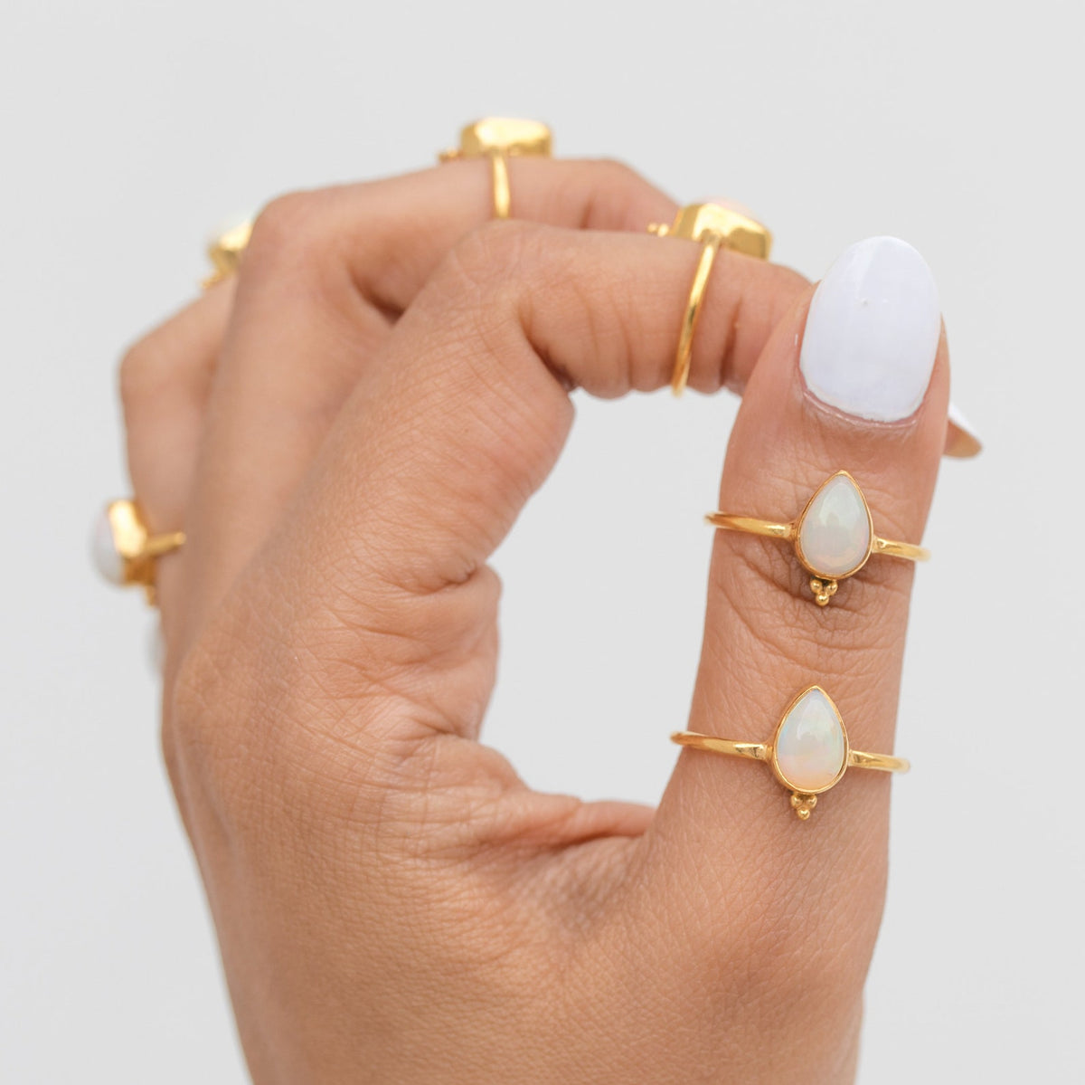Natural Opal Ring, Pear Opal Gold Vermeil Ring