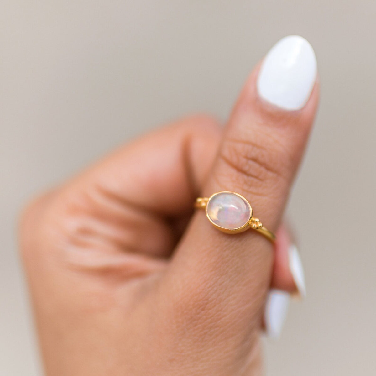 Oval Opal Ring, Opal Promise Ring, Gold Vermeil Sterling Silver Ring