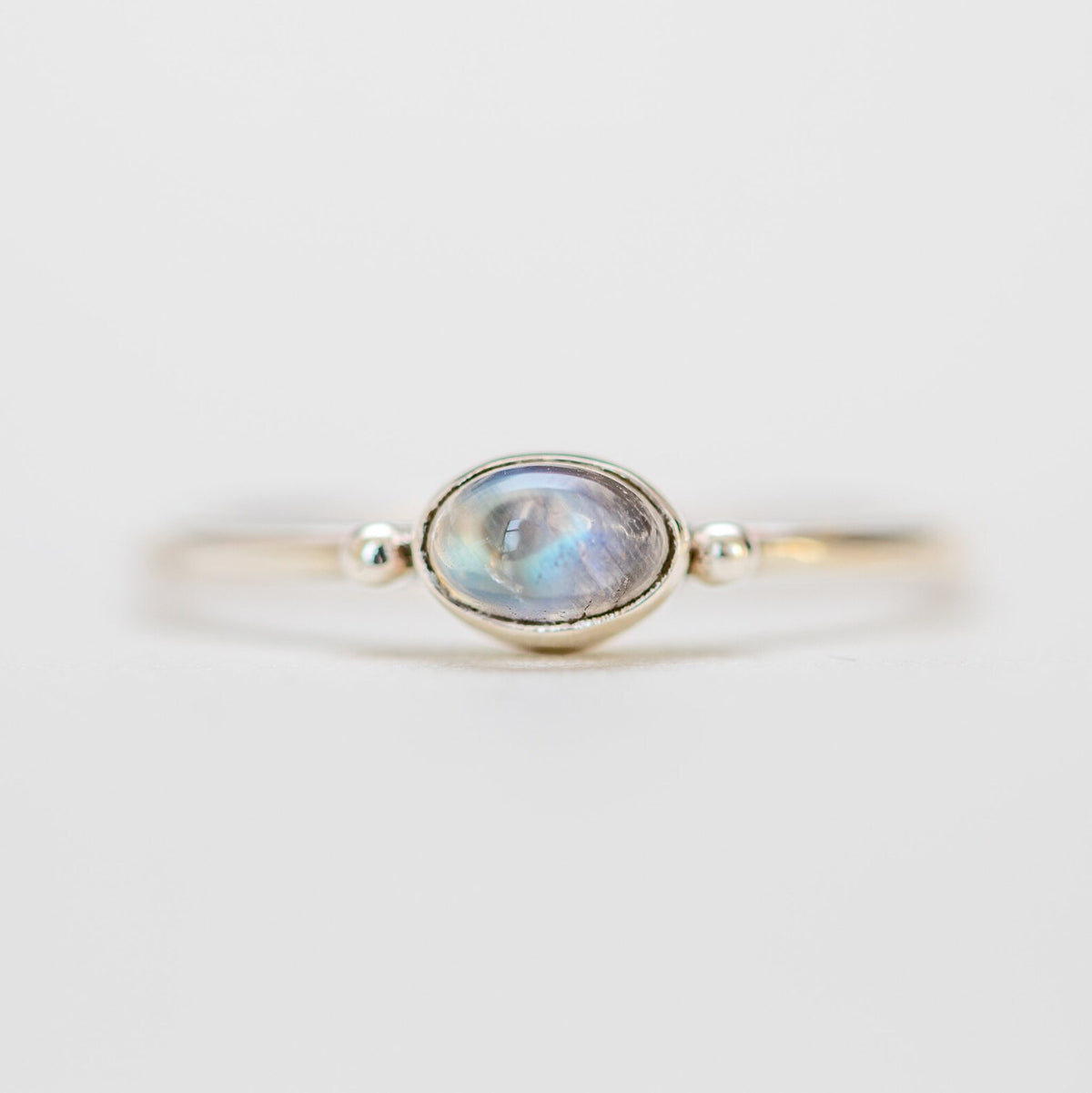 Minimalist Moonstone Ring, Dainty Bridesmaid Ring