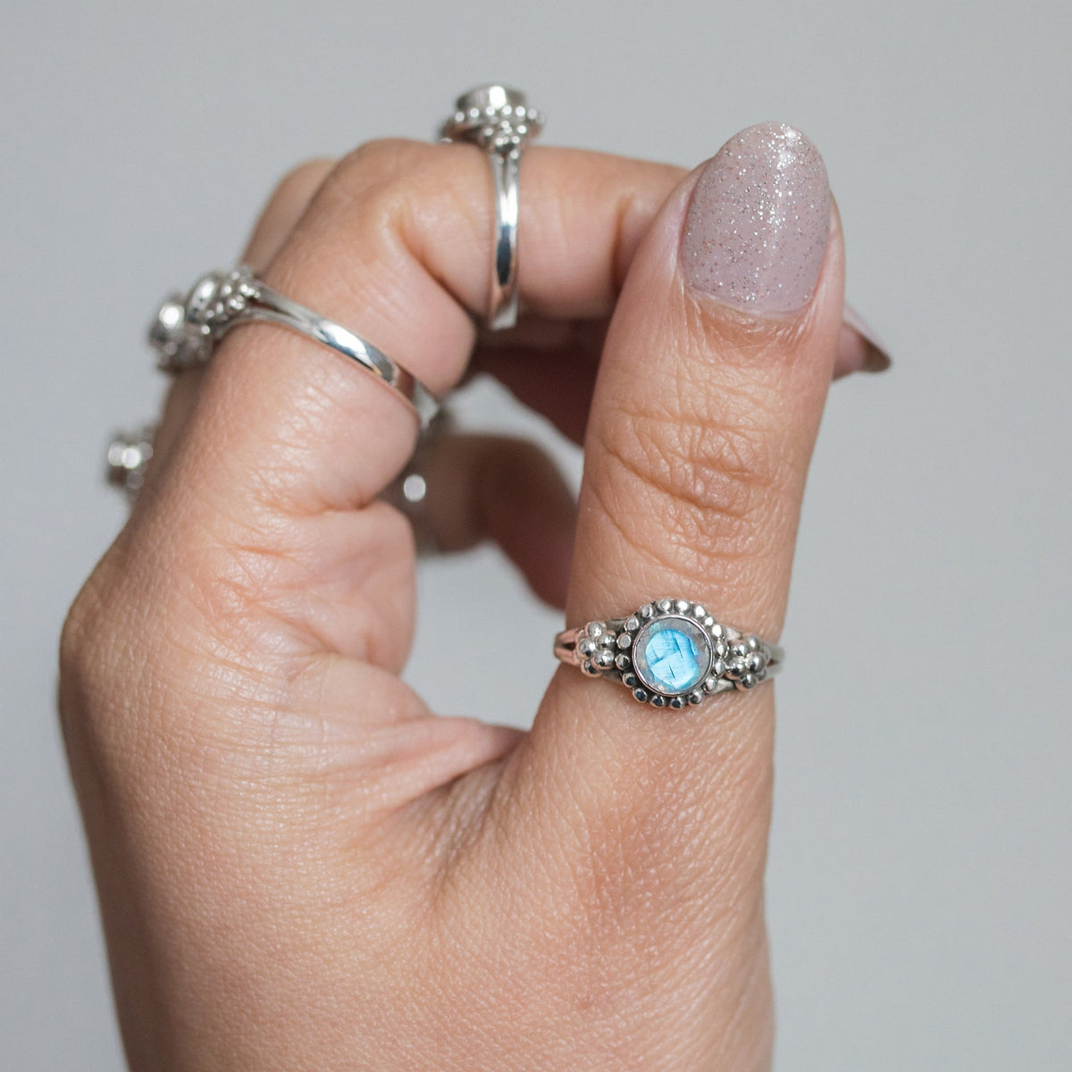 Blue Moonstone Ring, June Birthstone Ring
