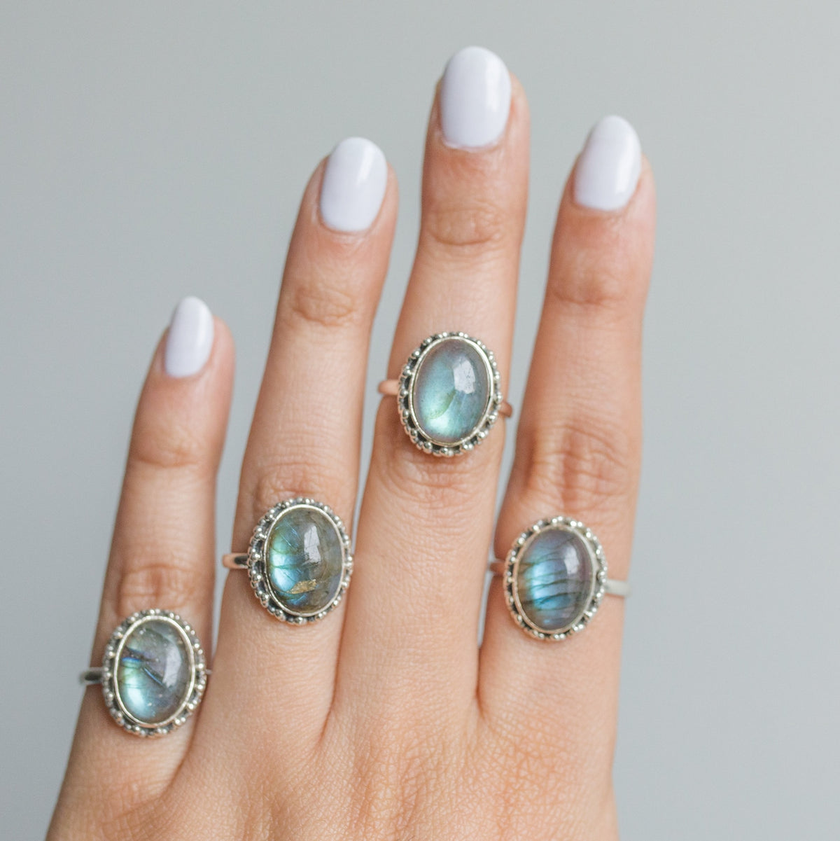Oval Labradorite Ring, Galaxy Ring