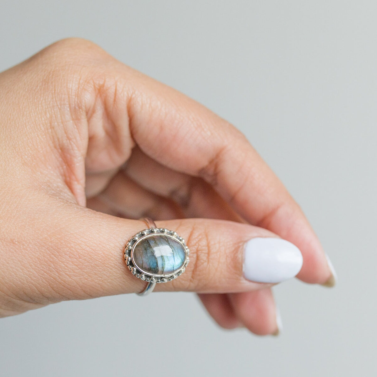 Oval Labradorite Ring, Galaxy Ring