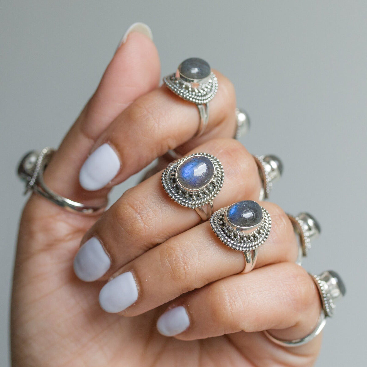 Oval Labradorite Ring, Silver Statement Ring