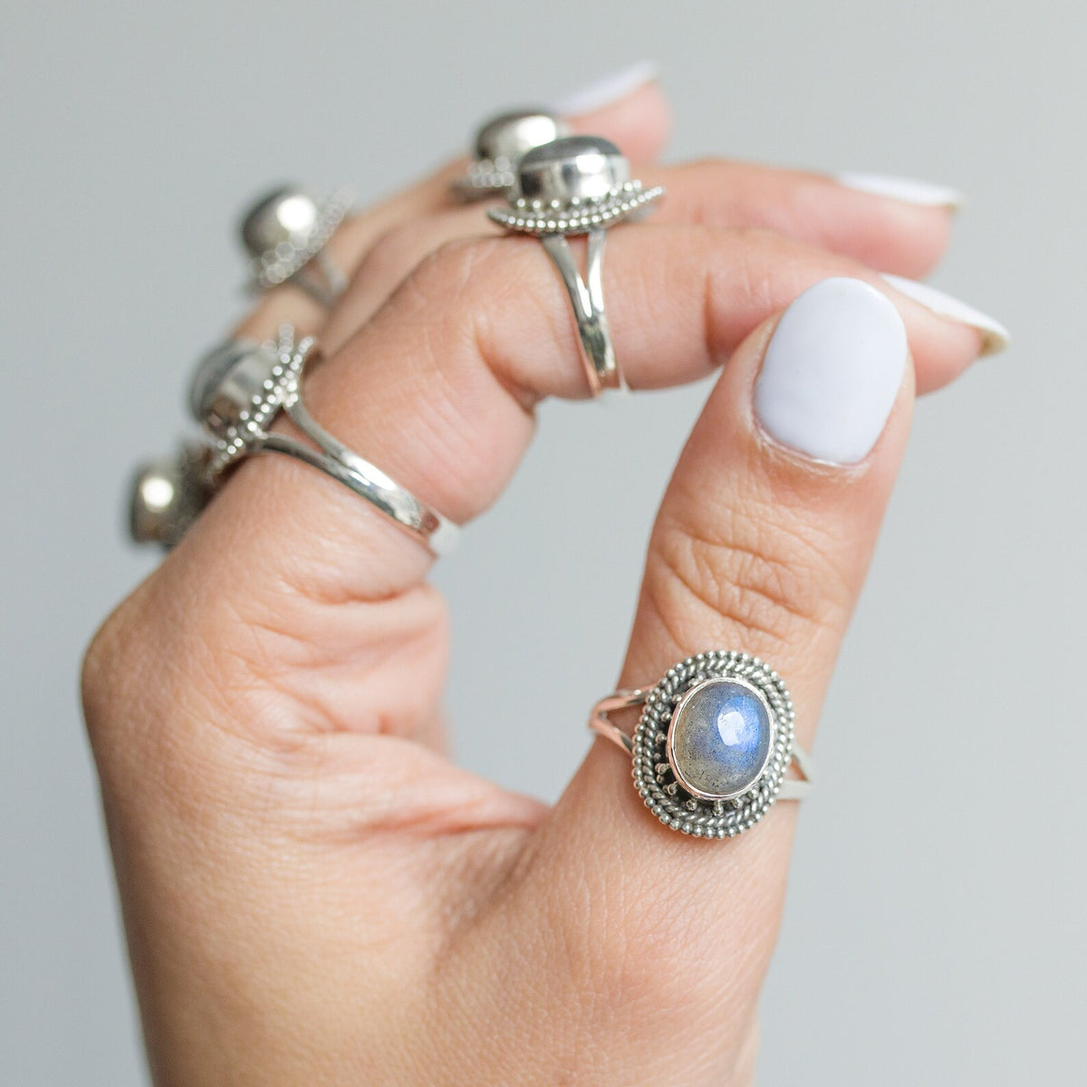 Oval Labradorite Ring, Silver Statement Ring