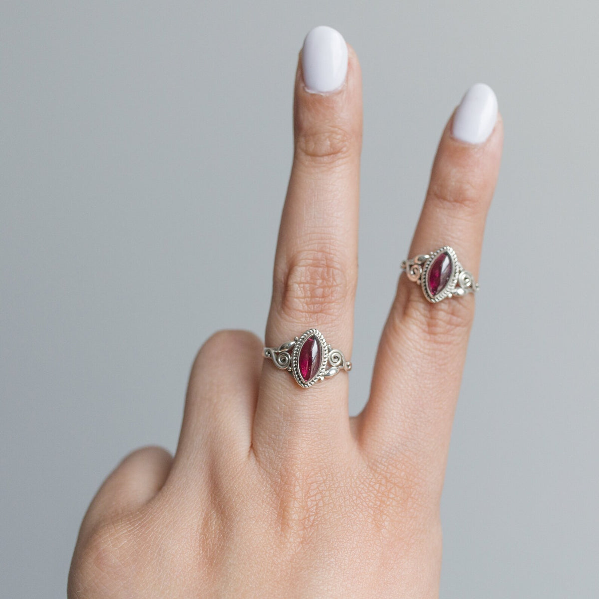 Marquise Garnet Ring, Red Garnet Ring