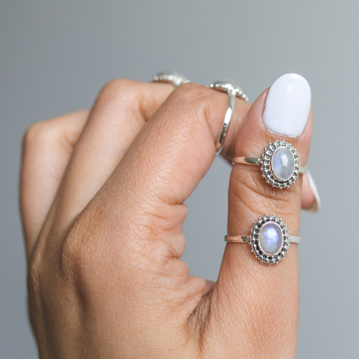 Oval Moonstone Ring, Ethnic Fusion Ring