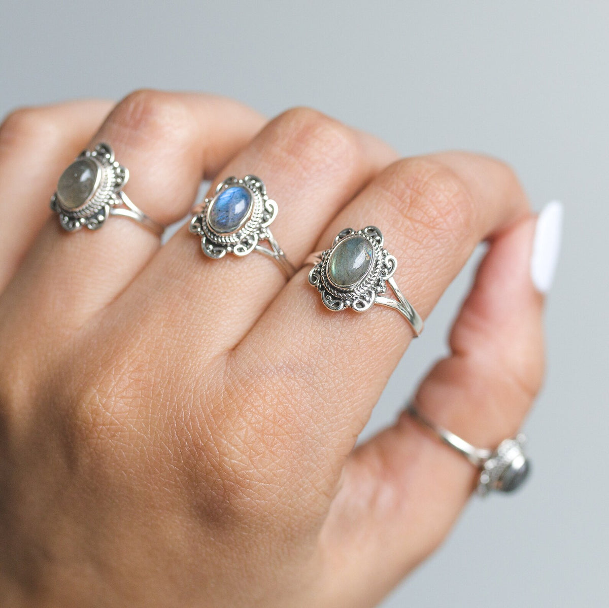 Oval Labradorite Ring, Tibetan Silver Ring