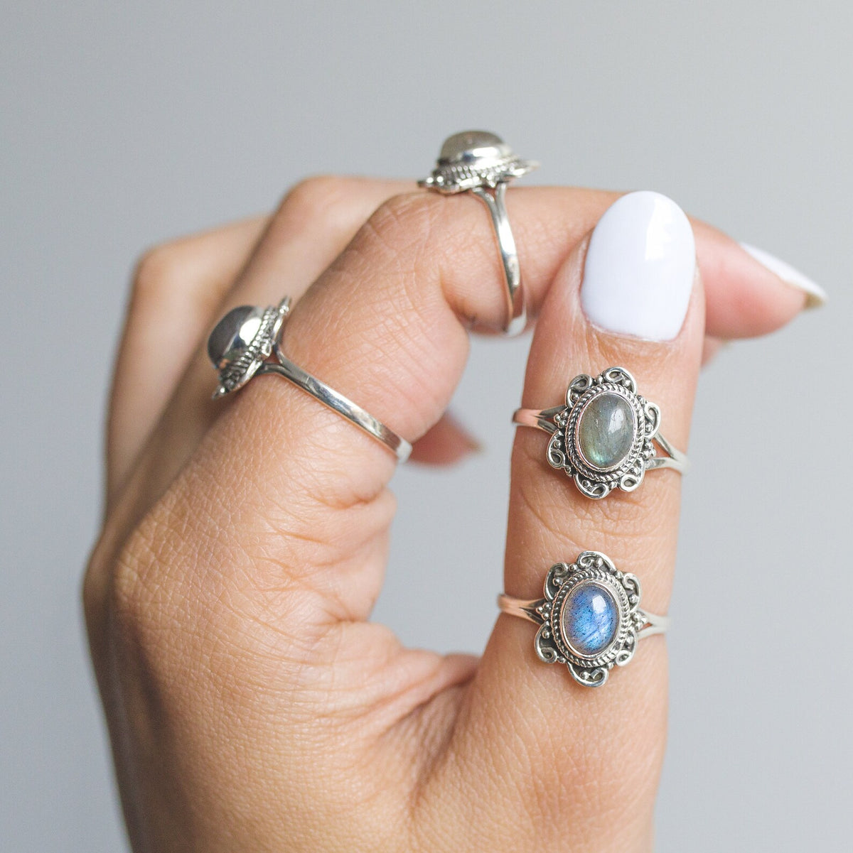 Oval Labradorite Ring, Tibetan Silver Ring