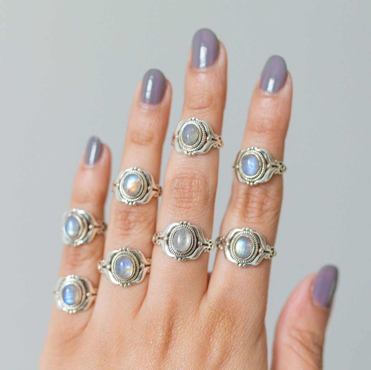 Bohemian Silver Ring, Moonstone Statement June Birthstone Ring