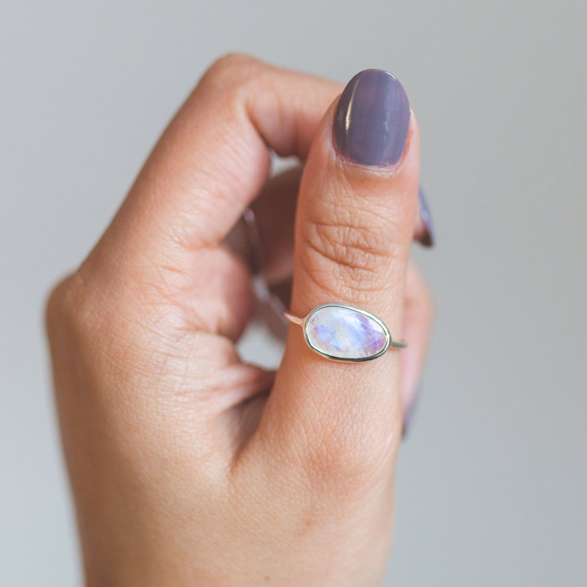 Faceted Moonstone Delicate Silver Ring, June Birthstone Ring