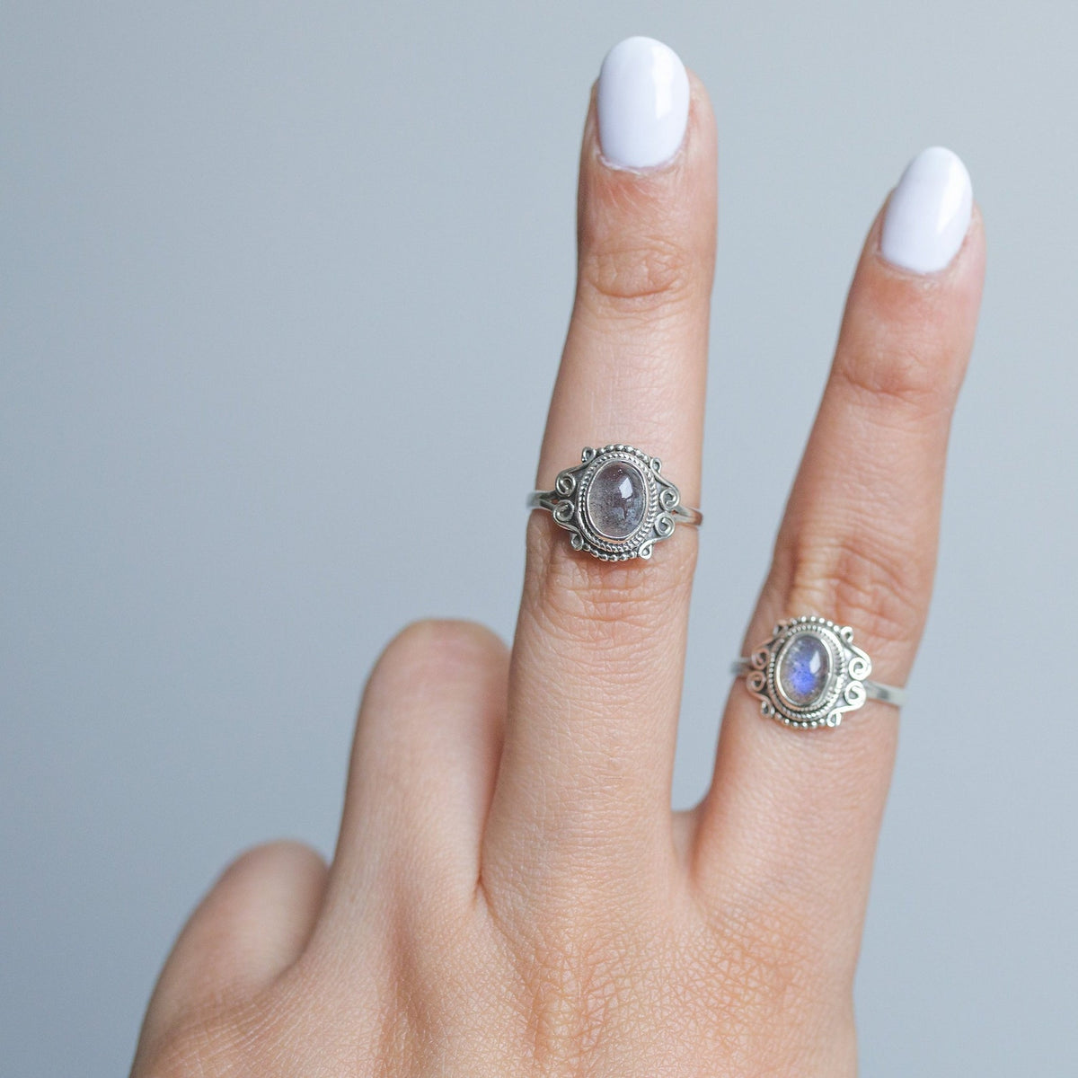 Blue Labradorite Ring, Delicate Silver Ring